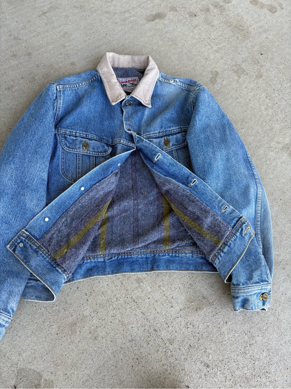 Vintage 80s/90s Lee Storm Rider Blanket Lined Denim Jacket Sz 44 - Picture 7 of 10